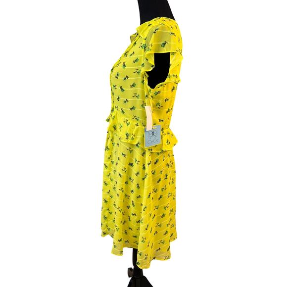 NEW CECE Women's Lemon Drop Floral Print Ruffle Mini Dress Size US 6 - Picture 6 of 7
